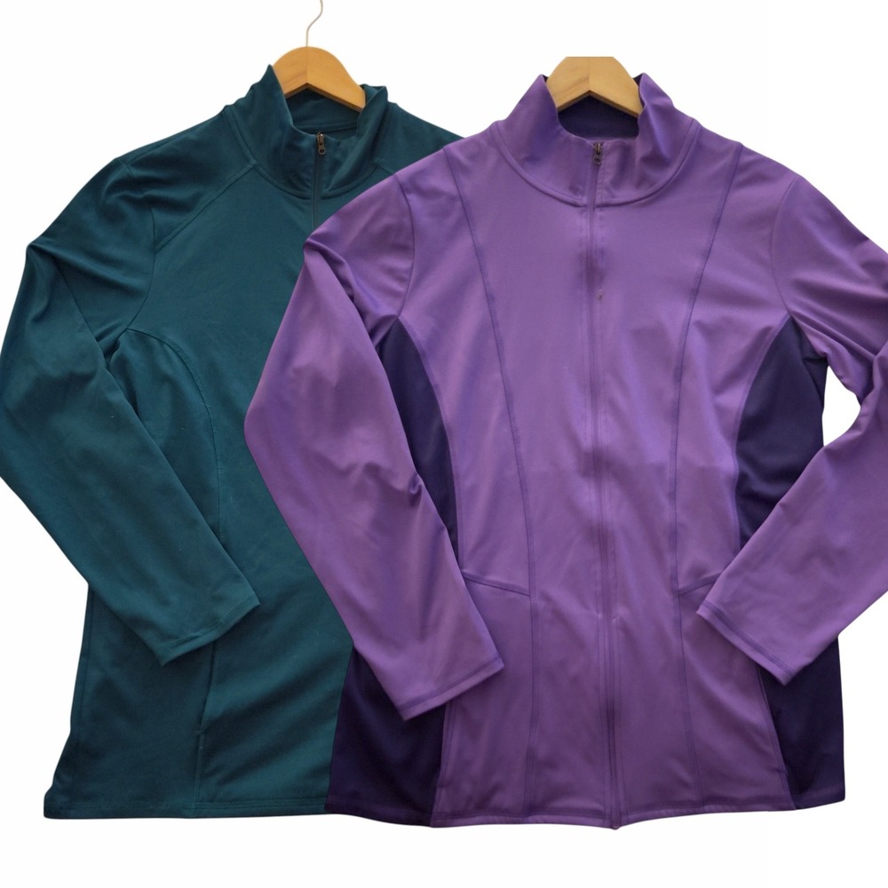 C9 by Champion Track Jacket Womens XL Purple Teal Lot 2 Full Zip Duo Dry Sport